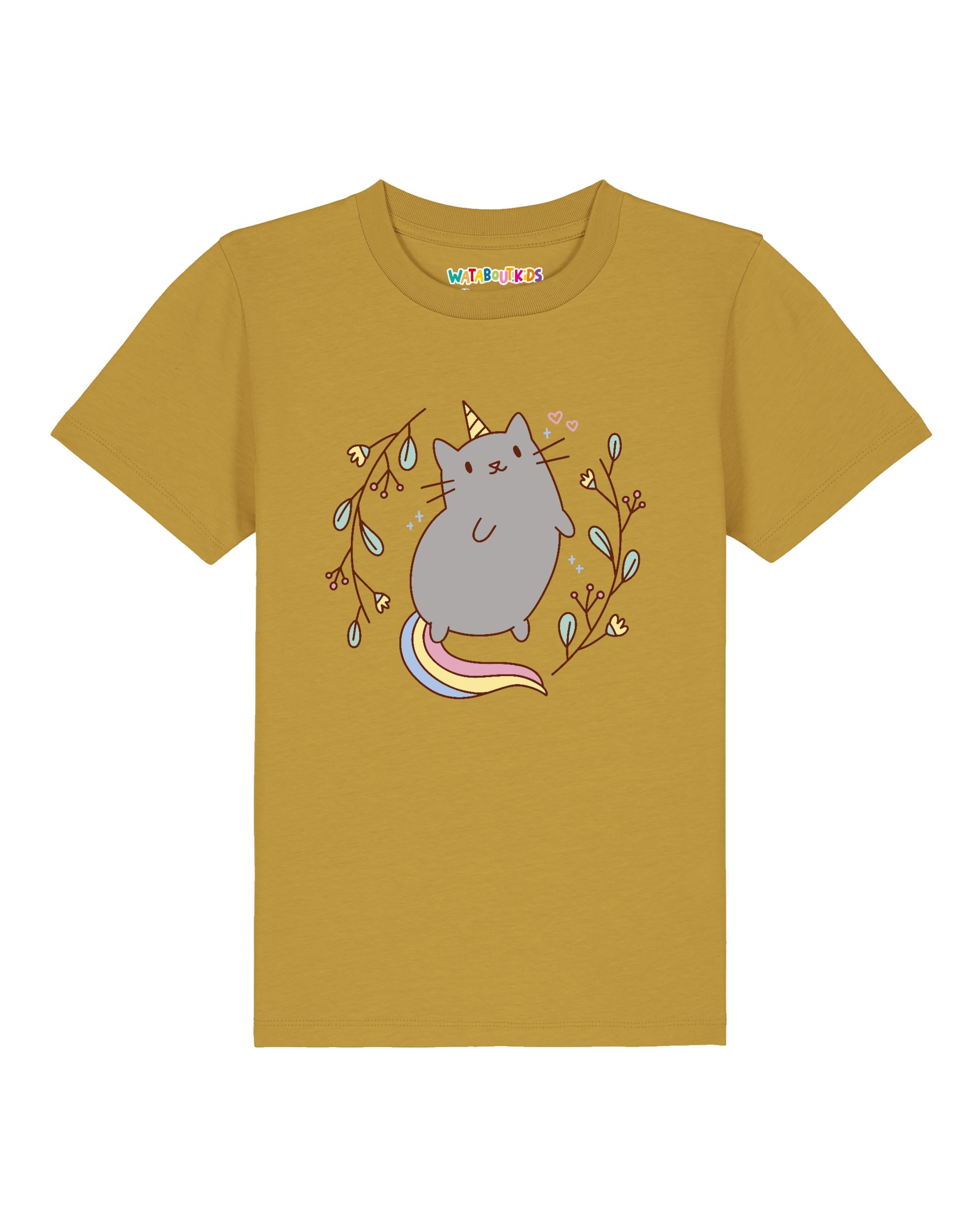 T-Shirt 'Unicorn Cat' watabout.kids en jaune : devant