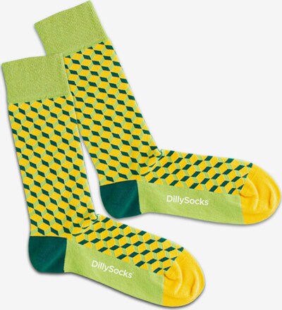 DillySocks Čarape 'Banana Tree Dice' u žuta / jabuka / travnato zelena, Pregled proizvoda