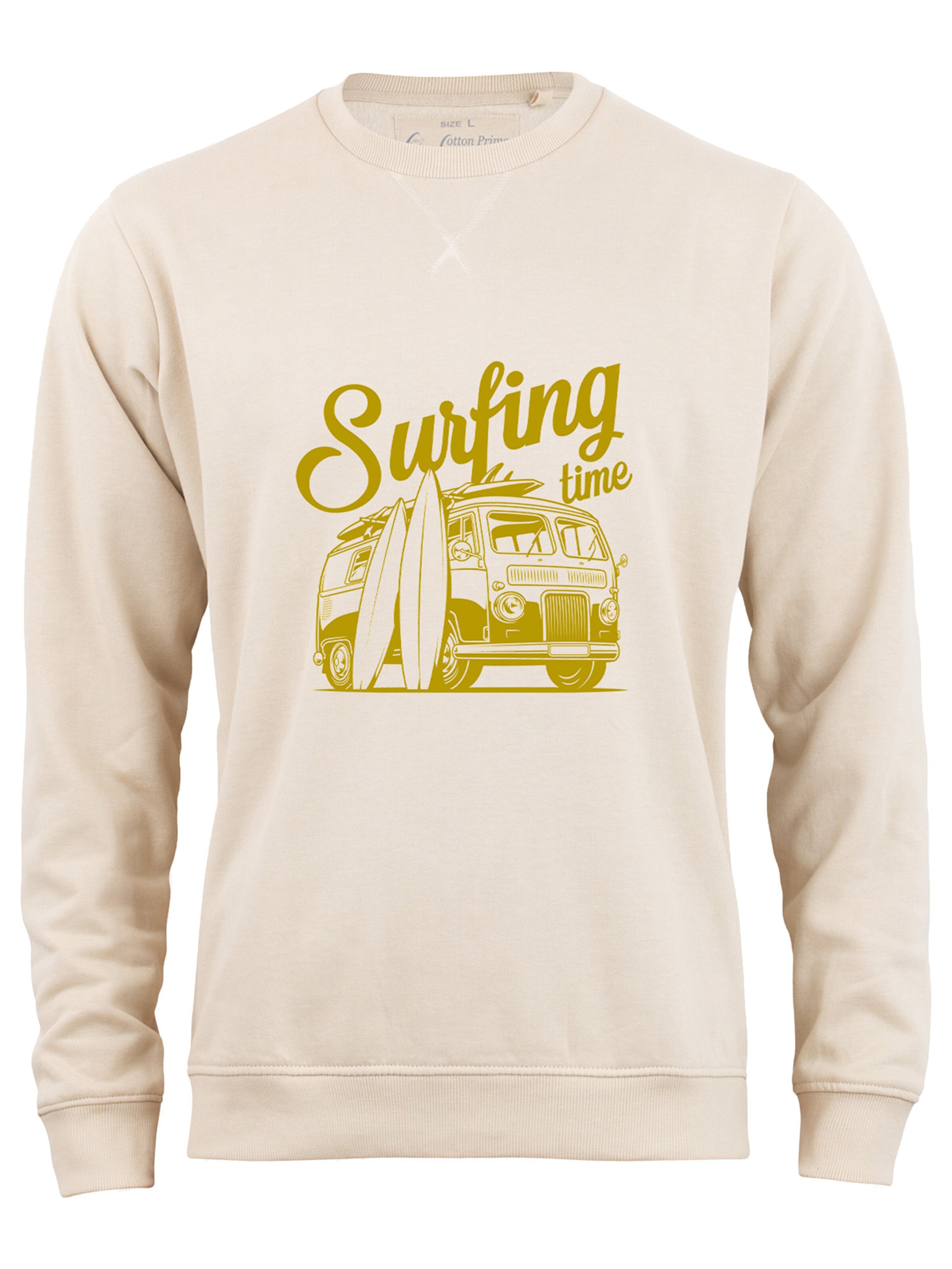 Felpa 'Surfing Time' di Cotton Prime in beige: frontale