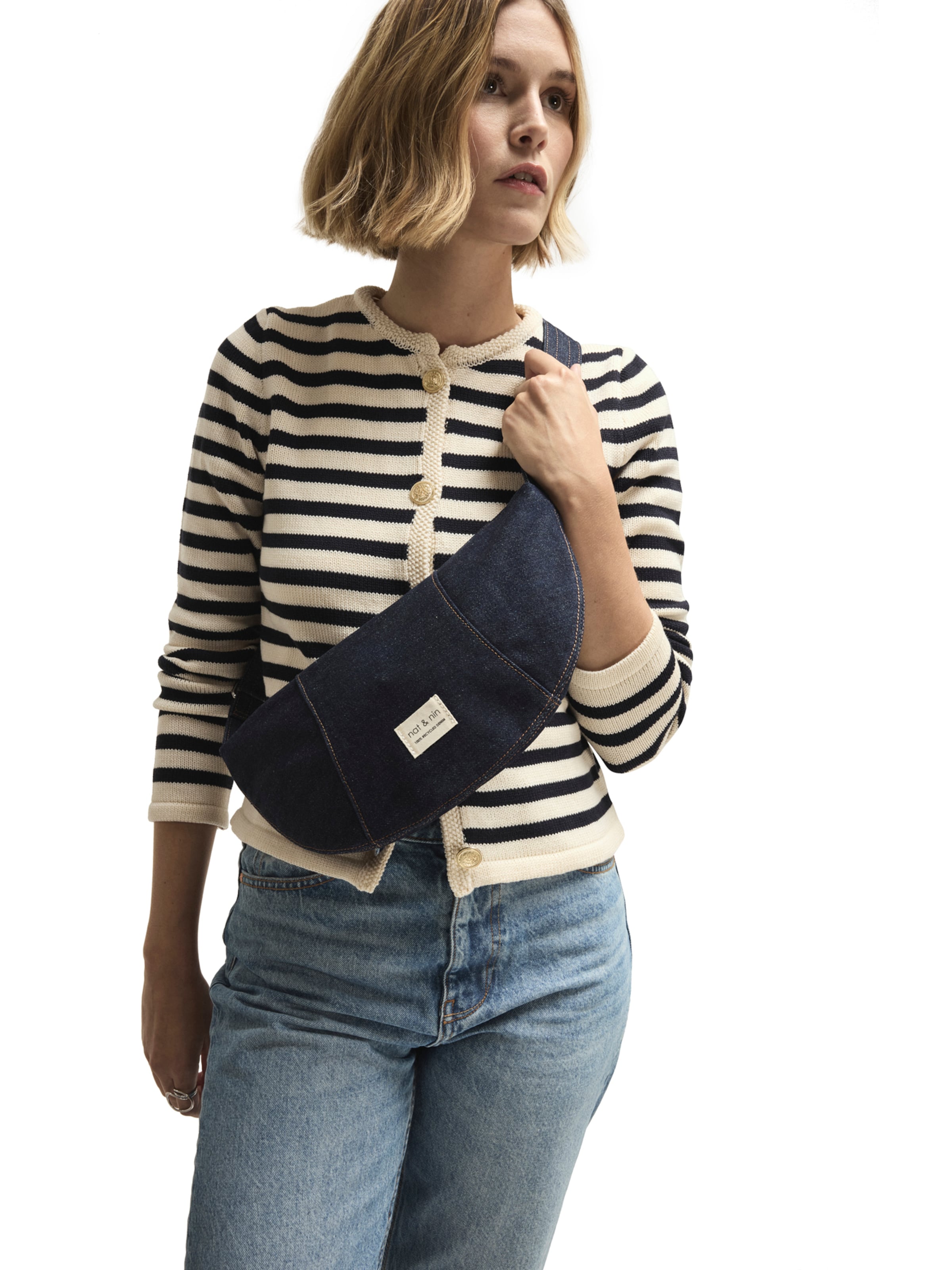 Nat&Nin Τσαντάκι μέσης ' LUCE DENIM ' σε μπλε