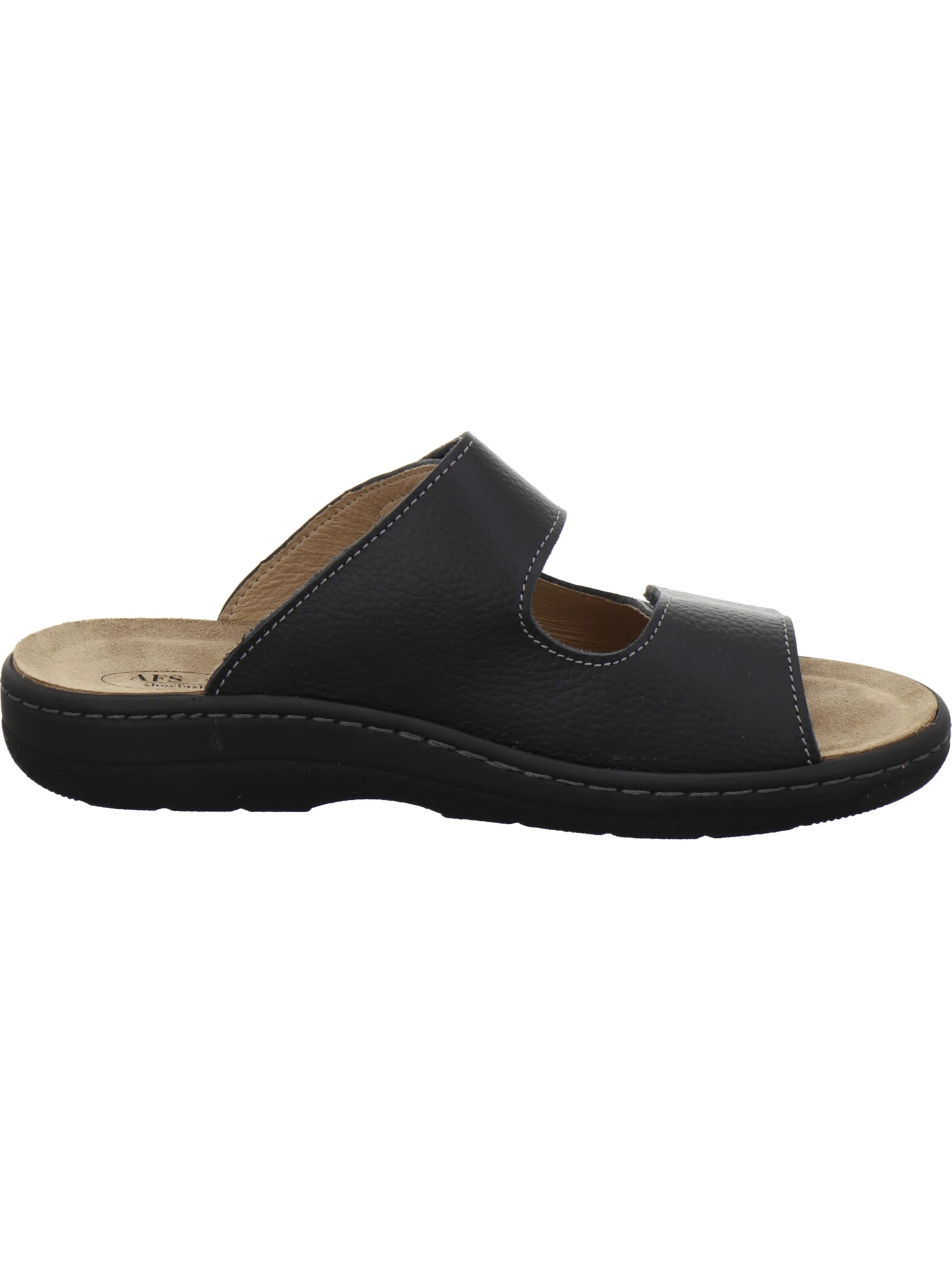 AFS-Schuhe - Zapatos abiertos 'Pantoletten Herren Wechselfußbett schwarz Leder' en negro