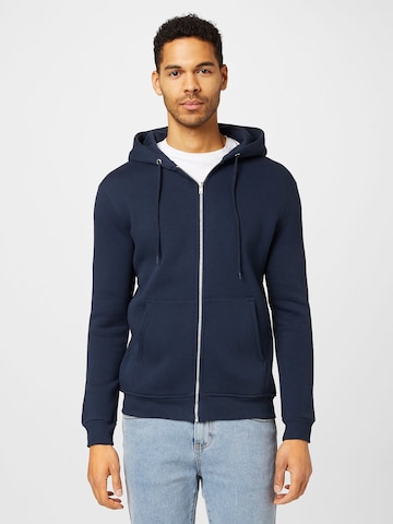ABOUT YOU Zip-Up Hoodie 'Bjarne' in Blue: front