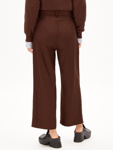 ARMEDANGELS Wide leg Pleat-Front Pants 'SANDRINA' in Brown