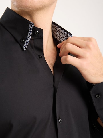 7Camicie Slim fit Zakelijk overhemd in Zwart