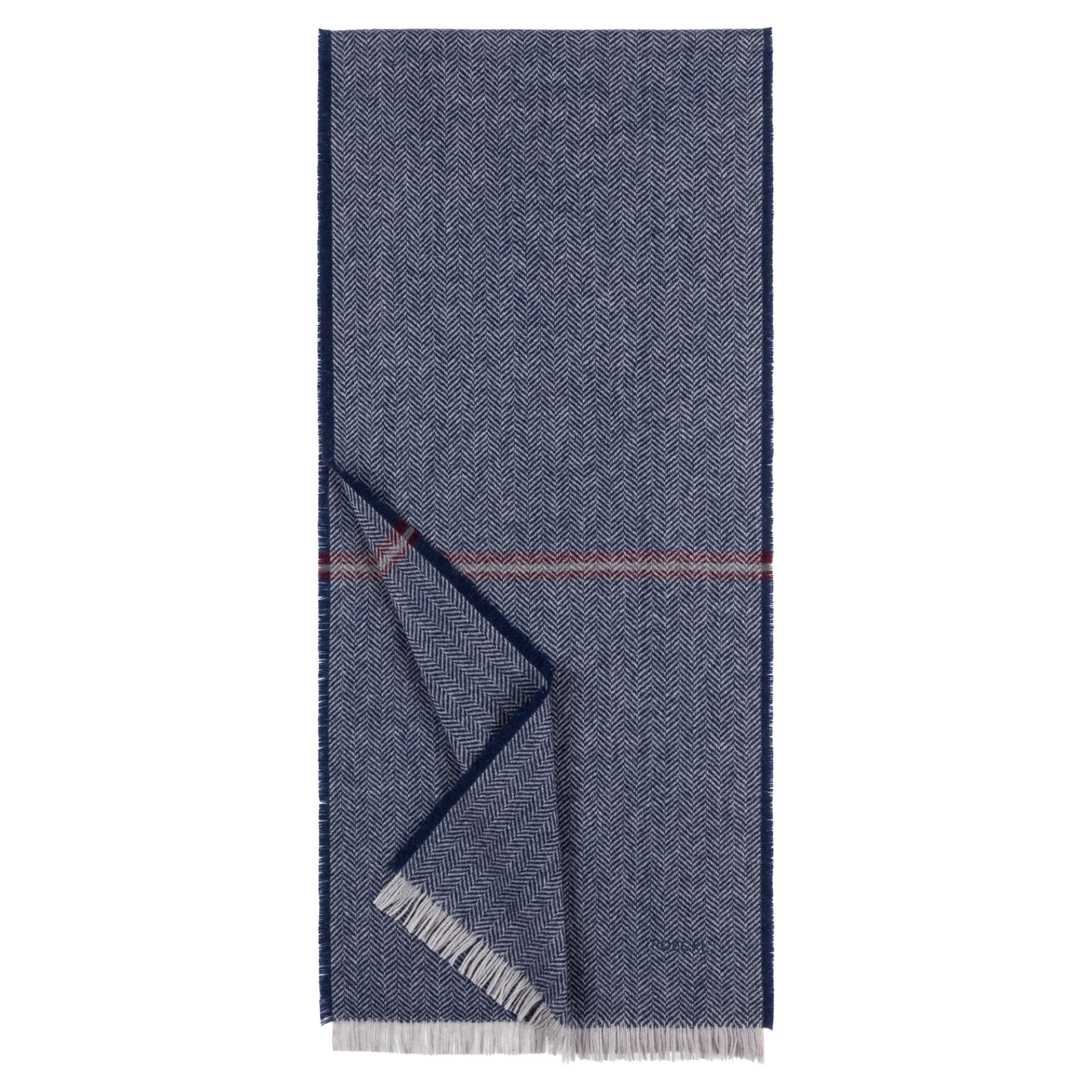Roeckl Sjaal ' WOVEN HERINGBONE ' in Blauw: voorkant