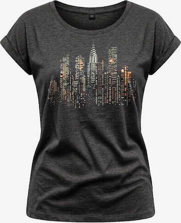 MAKAYA Shirt 'New York Skyline' in Grey: front