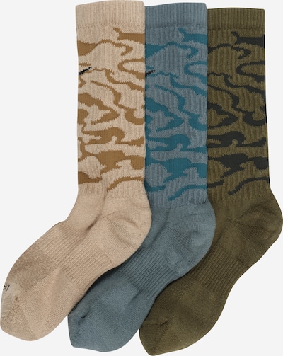 NIKE Sportsocken in beige / taubenblau / khaki, Produktansicht