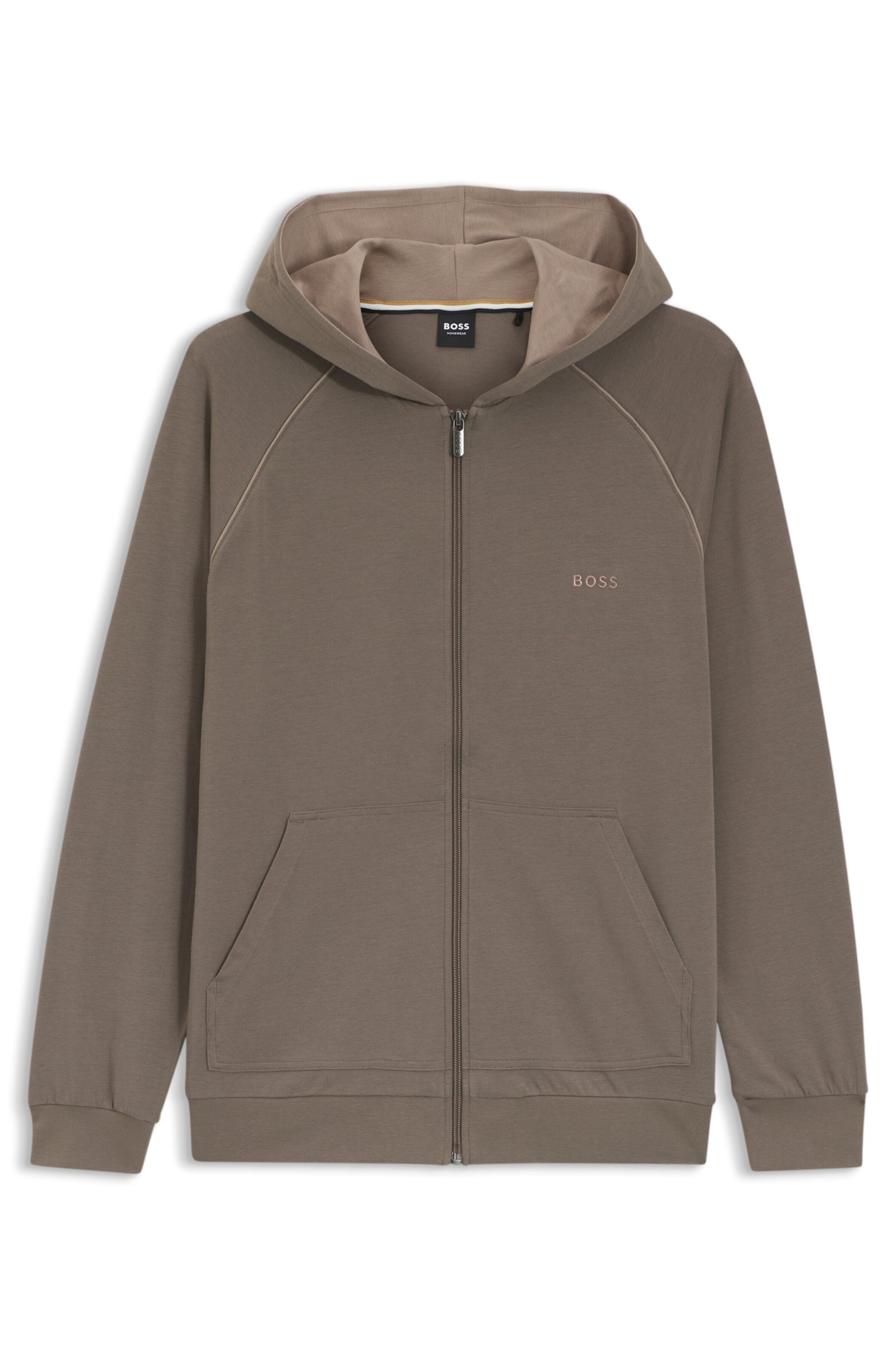 BOSS Zip-Up Hoodie in Brown: front