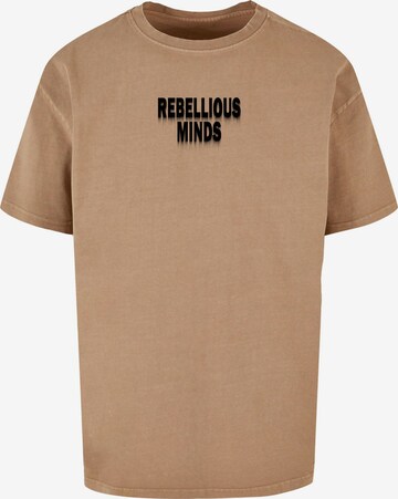 Merchcode T-Shirt 'Rebellious Minds' in Beige: predná strana