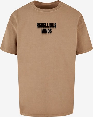 T-Shirt 'Rebellious Minds' Merchcode en beige : devant