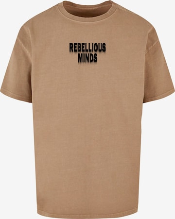 Merchcode T-Shirt 'Rebellious Minds' in Beige: predná strana