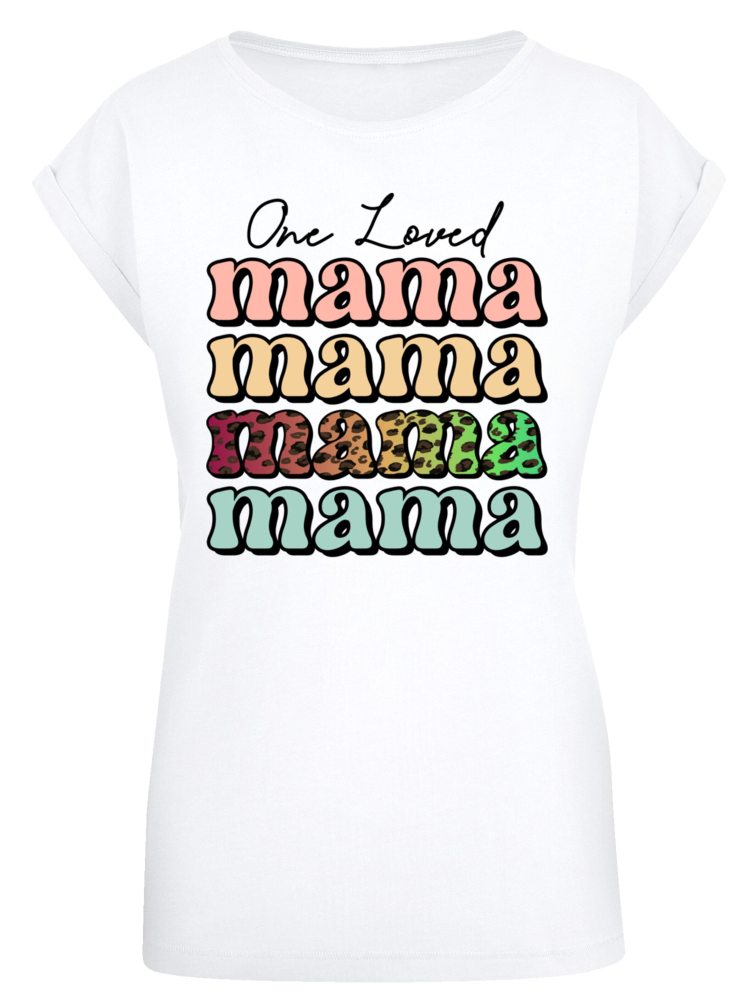 T-shirt 'Mothers Day Mama Typography Leopard Print Pastel' F4NT4STIC en blanc : devant