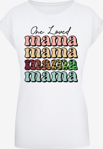 T-shirt 'Mothers Day Mama Typography Leopard Print Pastel' F4NT4STIC en blanc : devant