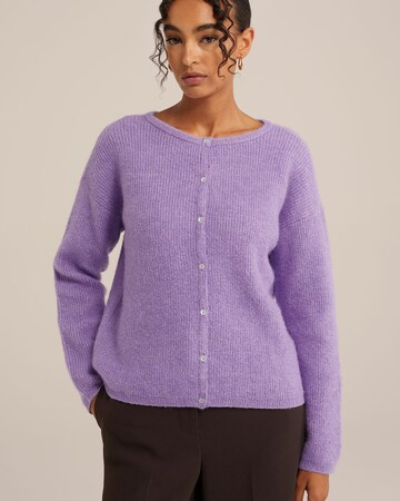 WE Fashion Knit cardigan in Purple: front