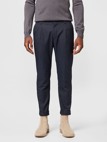 STRELLSON Regular Pleat-Front Pants 'Louis' in Blue: front