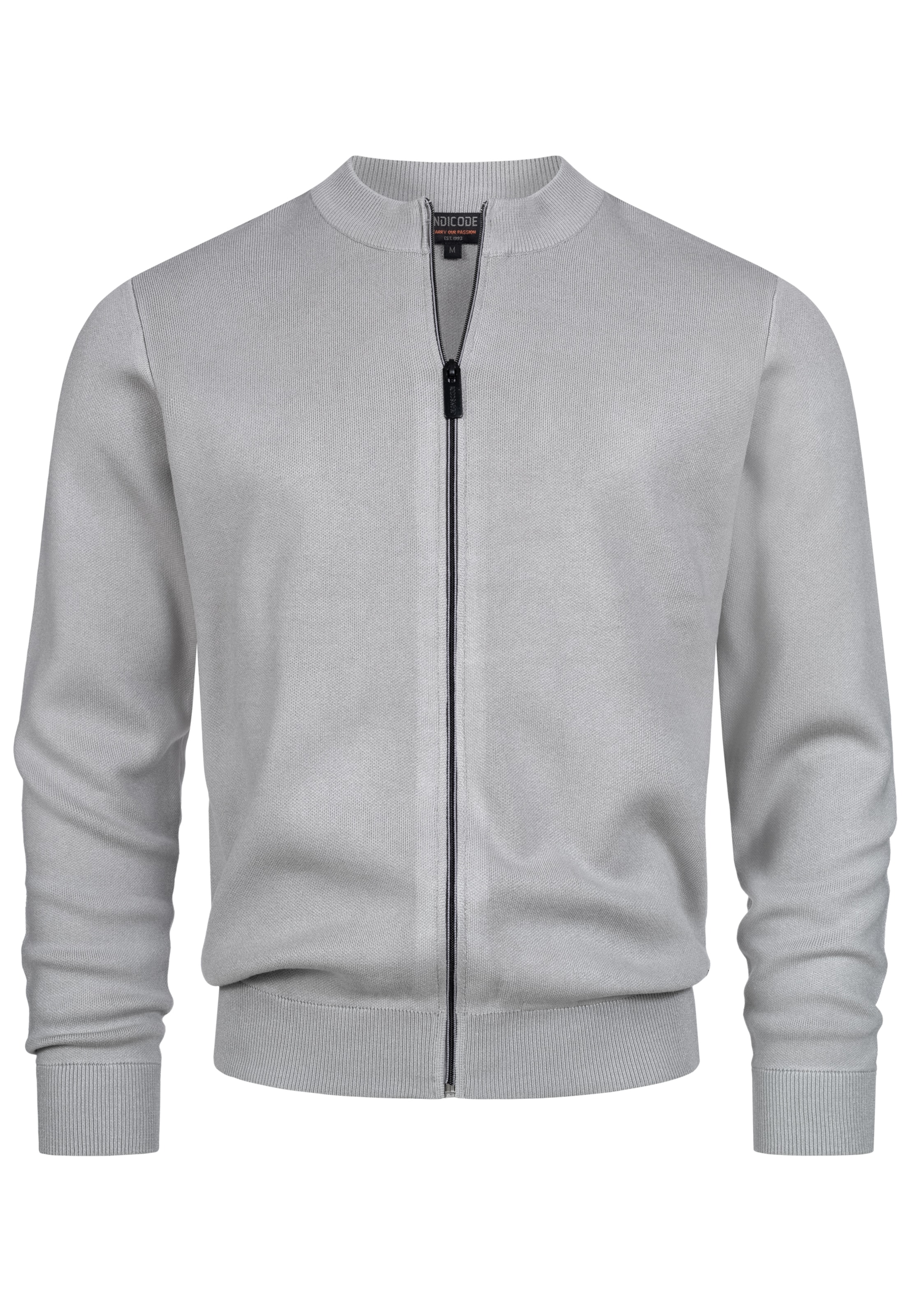 INDICODE JEANS Strickjacke 'Laos' in Grau: Vorderseite