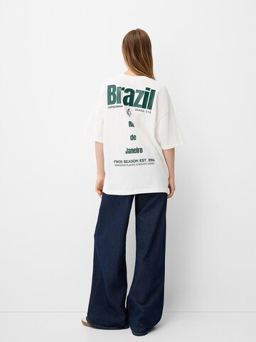 T-shirt 'BRAZIL' Bershka en blanc