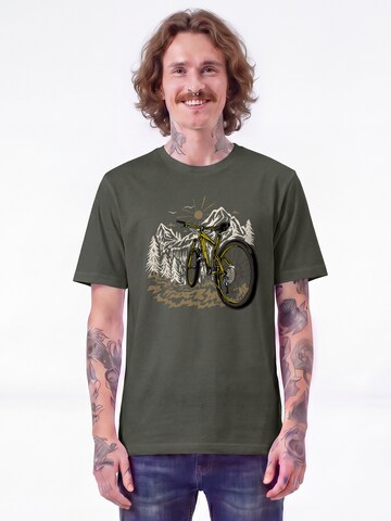 Watapparel Shirt 'Mountainbike Und Berge' in Green: front
