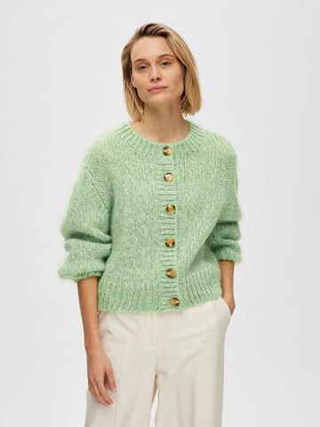 SELECTED FEMME Knit Cardigan in Green: front