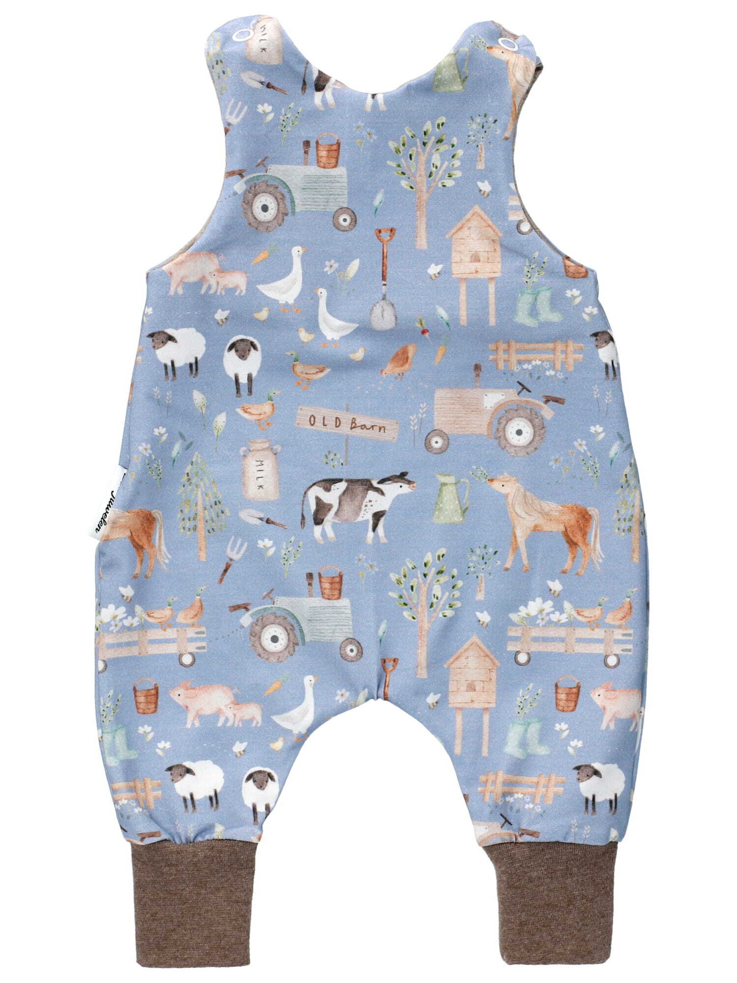 Barboteuse / body 'Bauernhof' Land-Juwelen en bleu