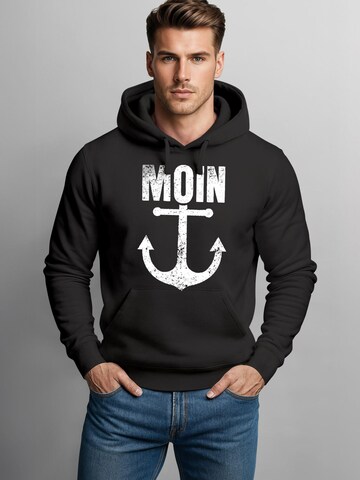 Neverless Sweatshirt 'Moin Anker' in Black