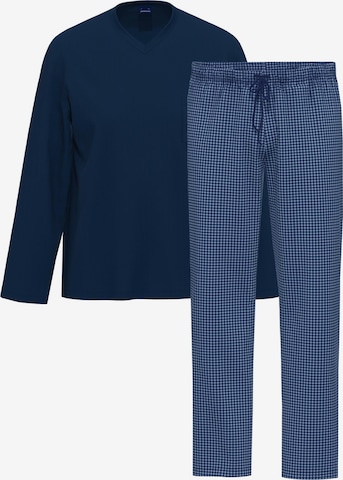 Ammann Long Pajamas 'Night & Home Cotton' in Blue: front