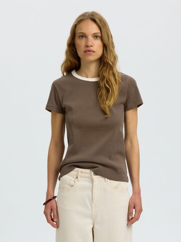 SELECTED T-Shirt in Braun: Vorderseite