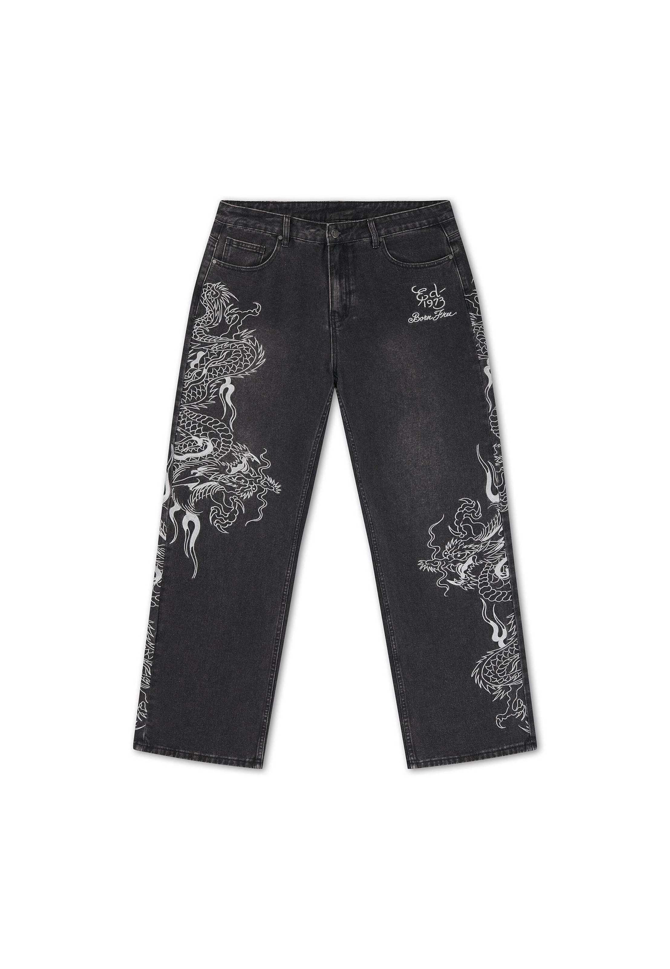 Ed Hardy - Loosefit Calças de ganga em preto