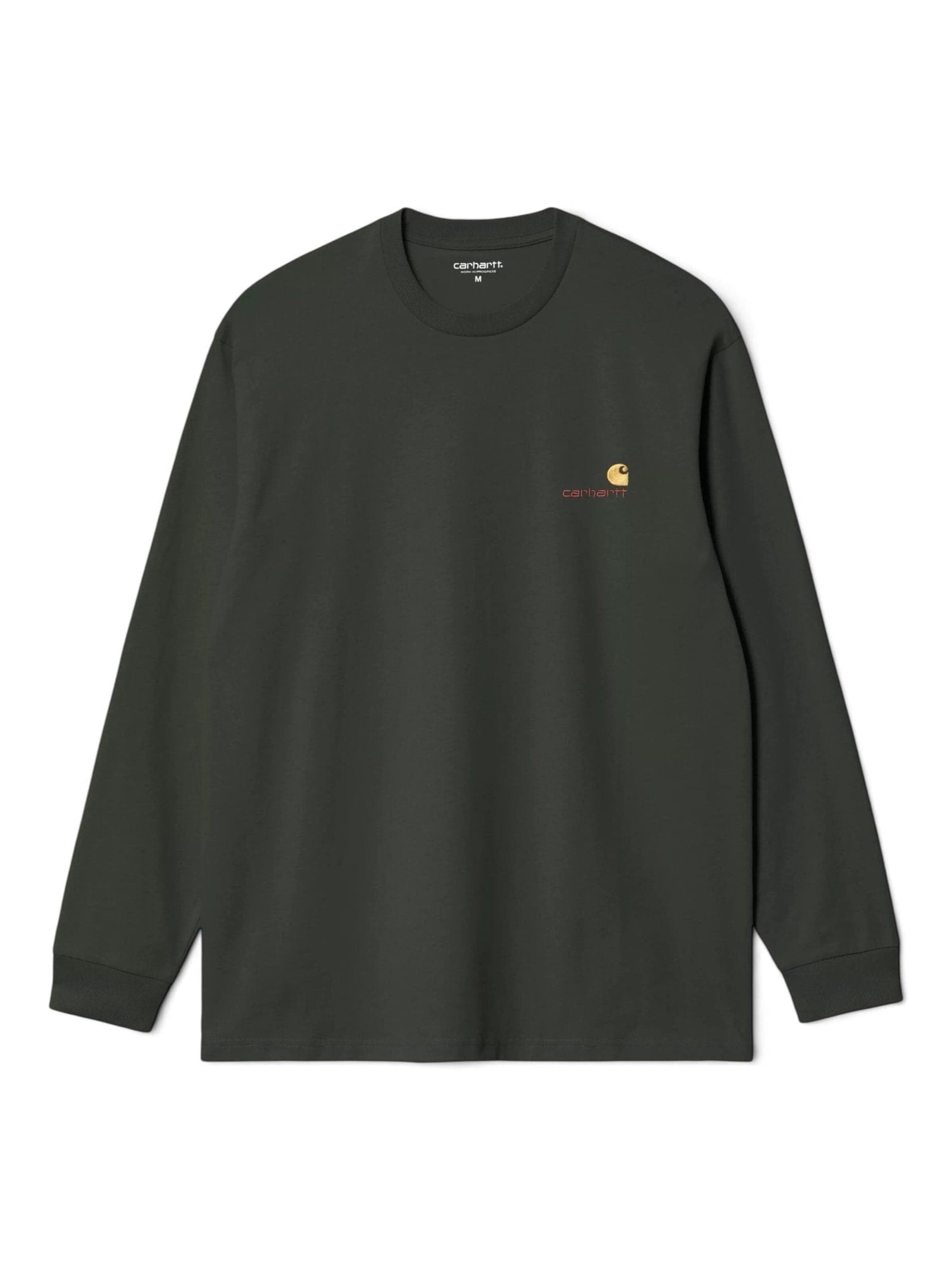 Maglietta 'L/S AMERICAN SCRIPT T-SHIRT RAVEN' di Carhartt WIP in grigio: frontale