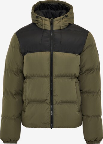 Threadbare Winter Jacket in Green: front
