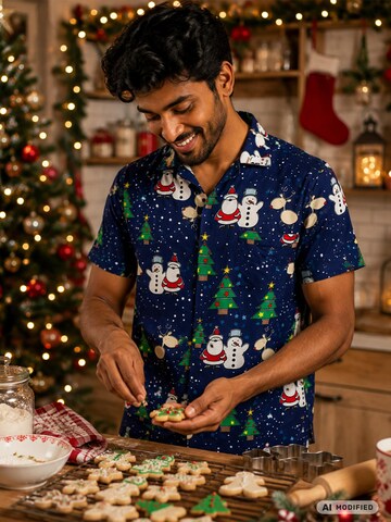 Regular fit Camicia 'Christmas Buddies' di King Kameha in blu