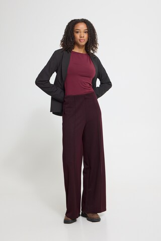 ICHI Wide leg Broek in Rood