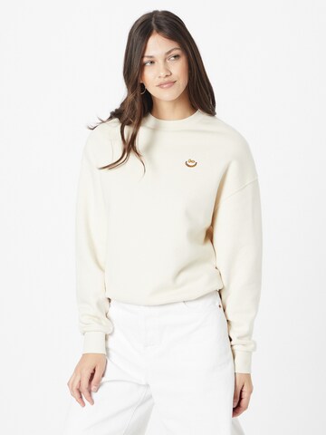 Iriedaily Sweatshirt 'Grin Cat' i vit: framsida