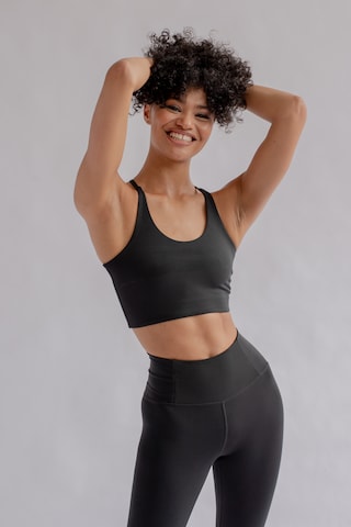 Girlfriend Collective Bralette Sports Bra in Black: front