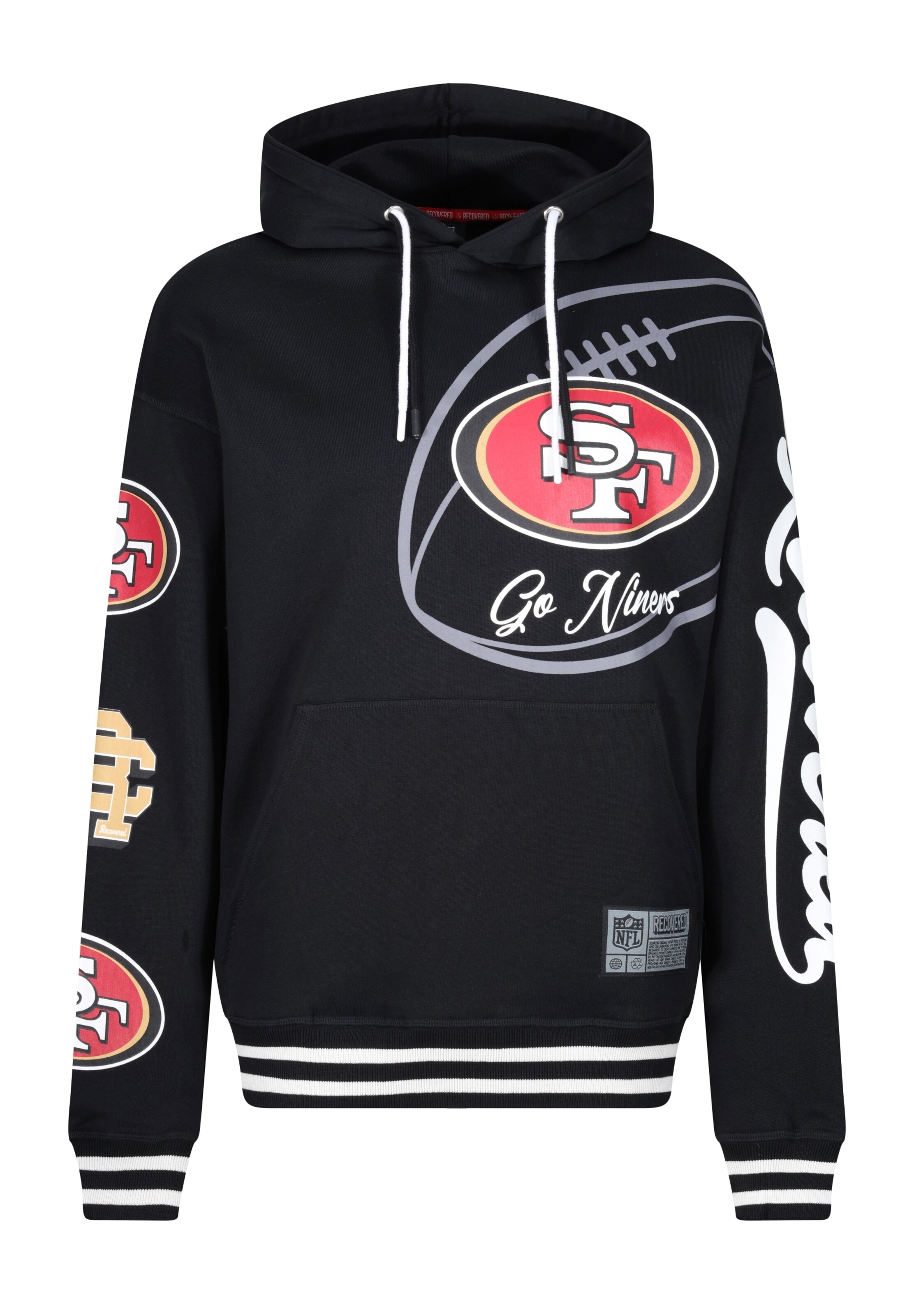Recovered Kapuzenpullover 'NFL 49ERS Go Niner' in Schwarz: Vorderseite