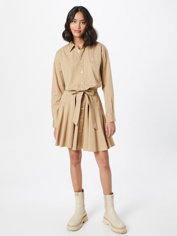 Polo Ralph Lauren Shirt Dress in Beige: front