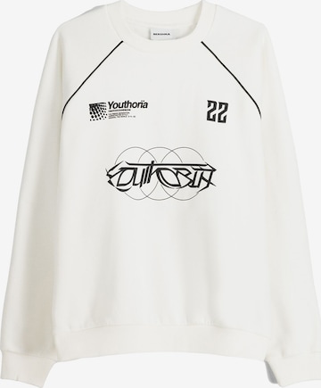 Sweat-shirt Bershka en blanc : devant