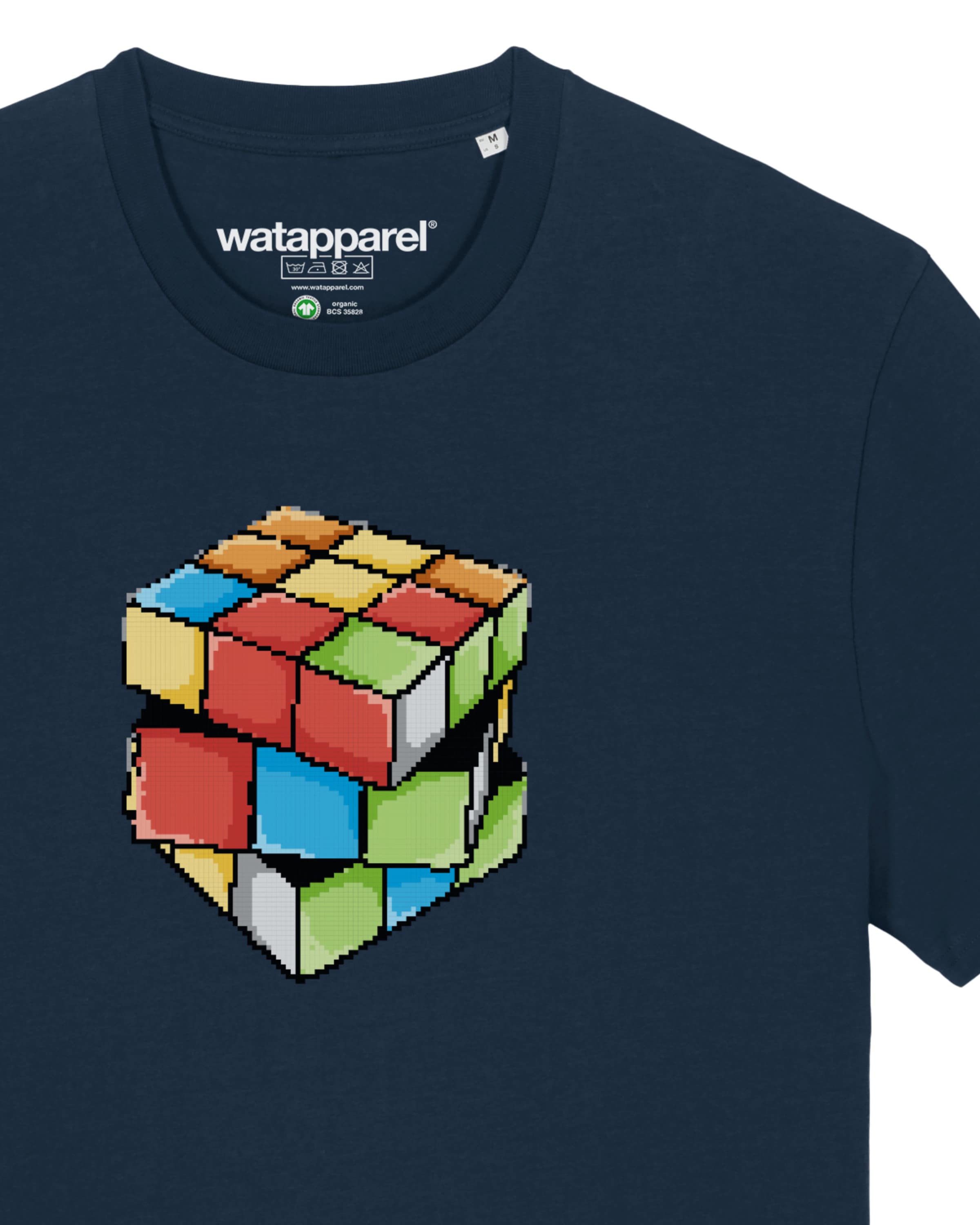 Maglietta 'Pixel Zauberwürfel' di Watapparel in blu