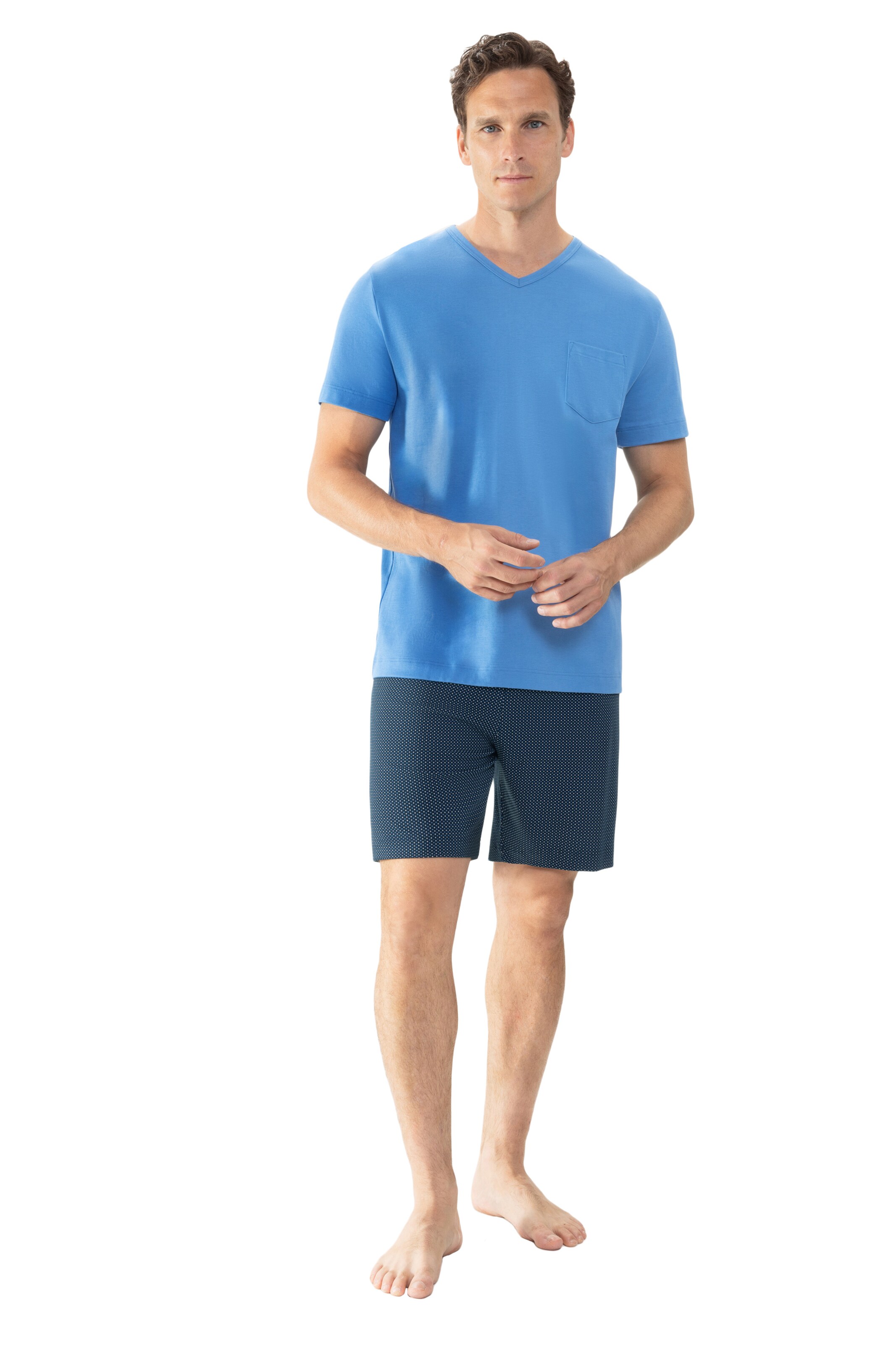 Pyjama court 'Micro Blue' Mey en bleu : devant