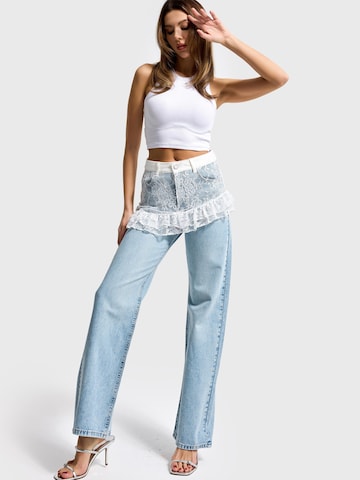 Regular Jean 'LACE STRAIGHT HIGH RISE JEANS' IT'S BASIC en bleu