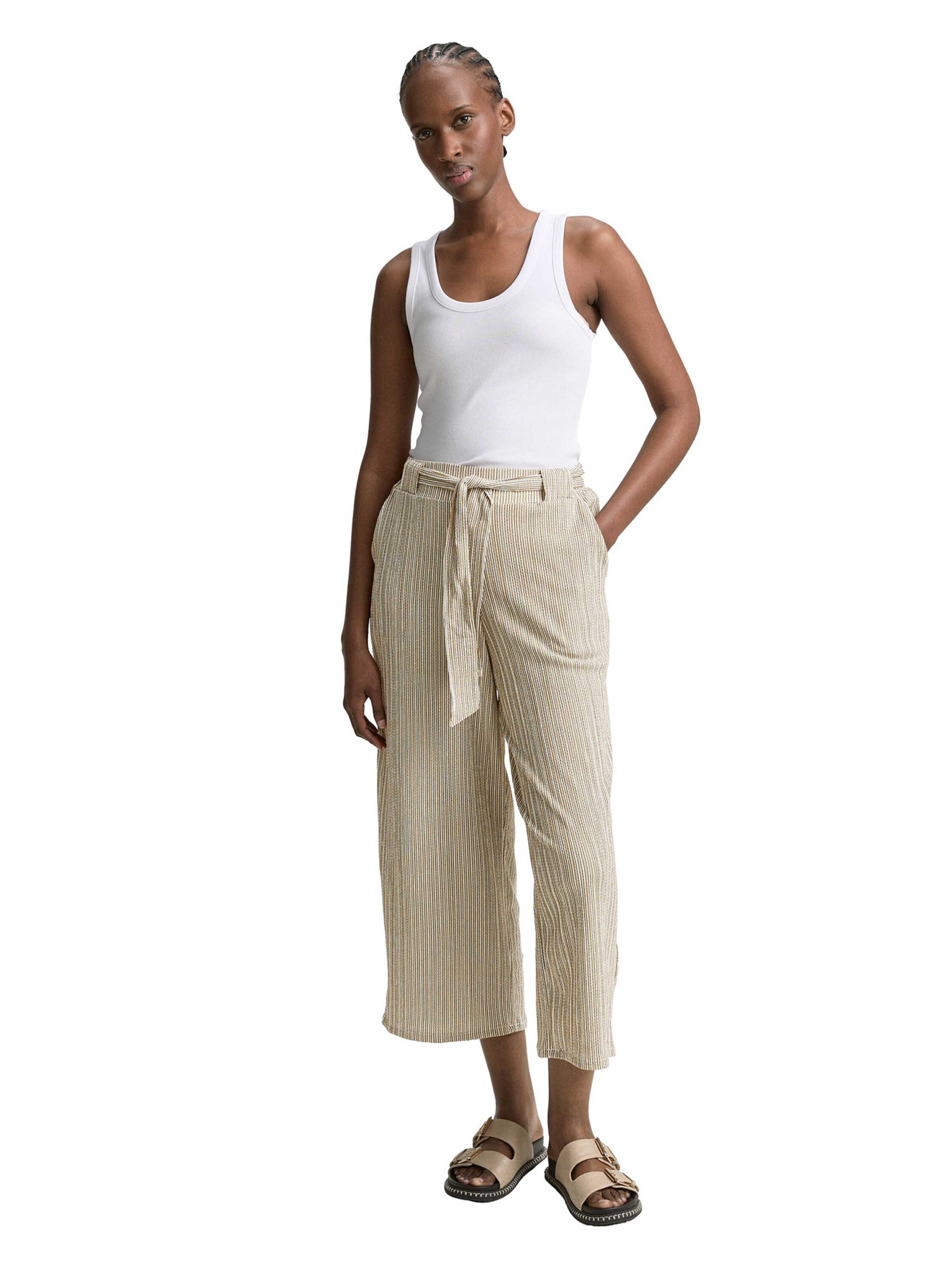 TOM TAILOR DENIM Wide Leg Bukser i grøn