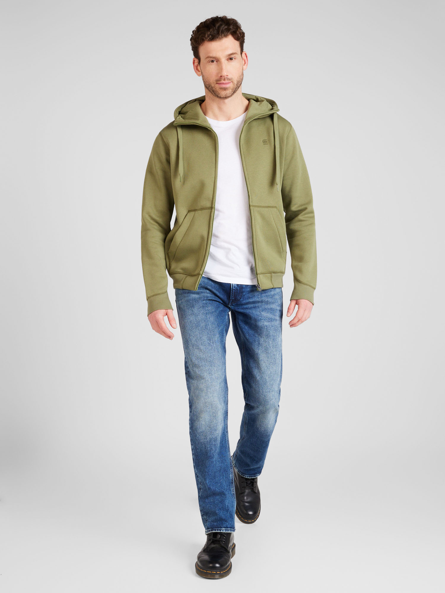 G-STAR Zip-Up Hoodie 'Premium Core' in Green