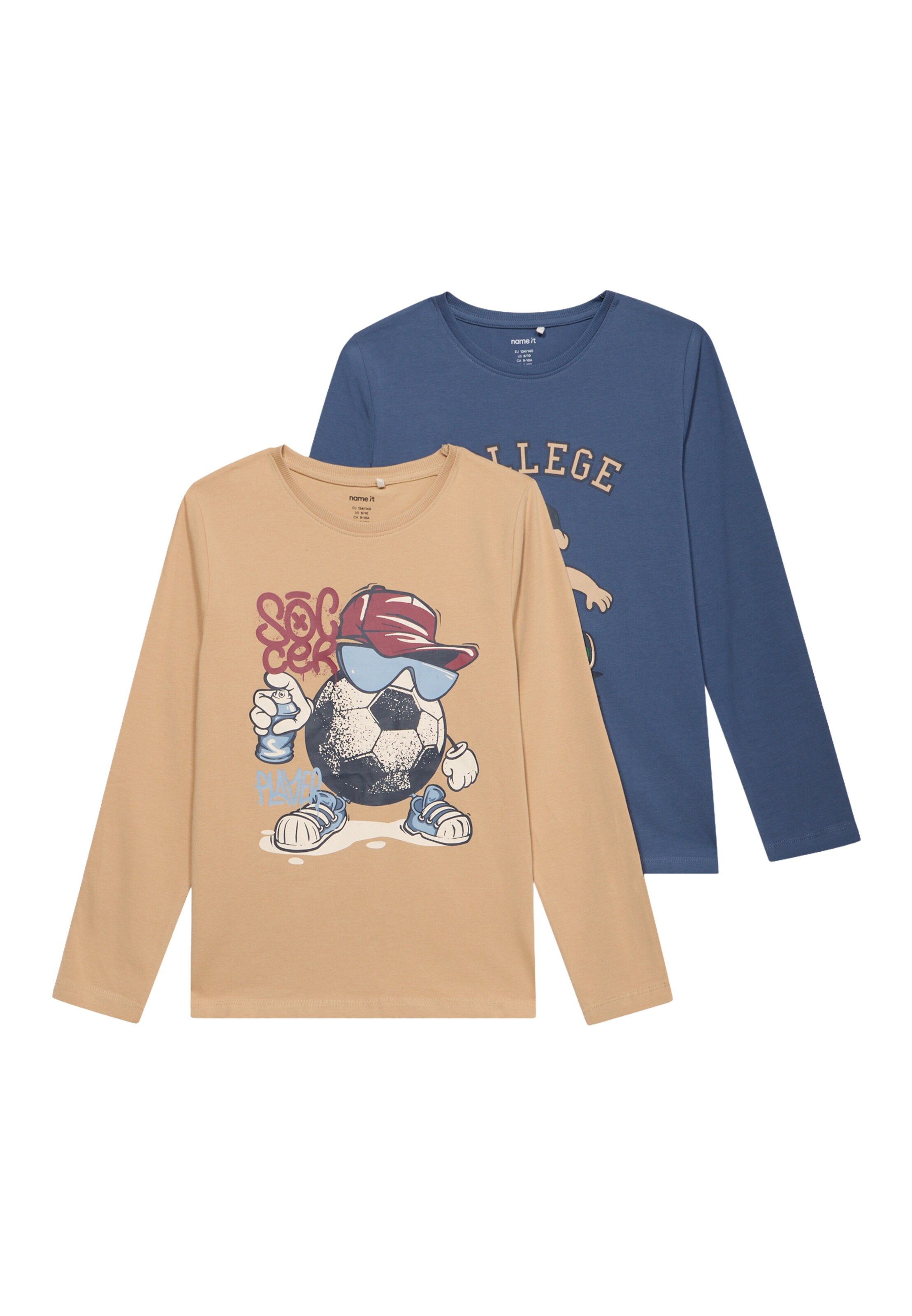 Tricou 'NKMVUX' pe 122-128 NAME IT pe bej închis / bleumarin / albastru deschis / roşu închis, Vizualizare produs