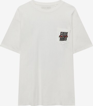 T-Shirt Pull&Bear en blanc : devant