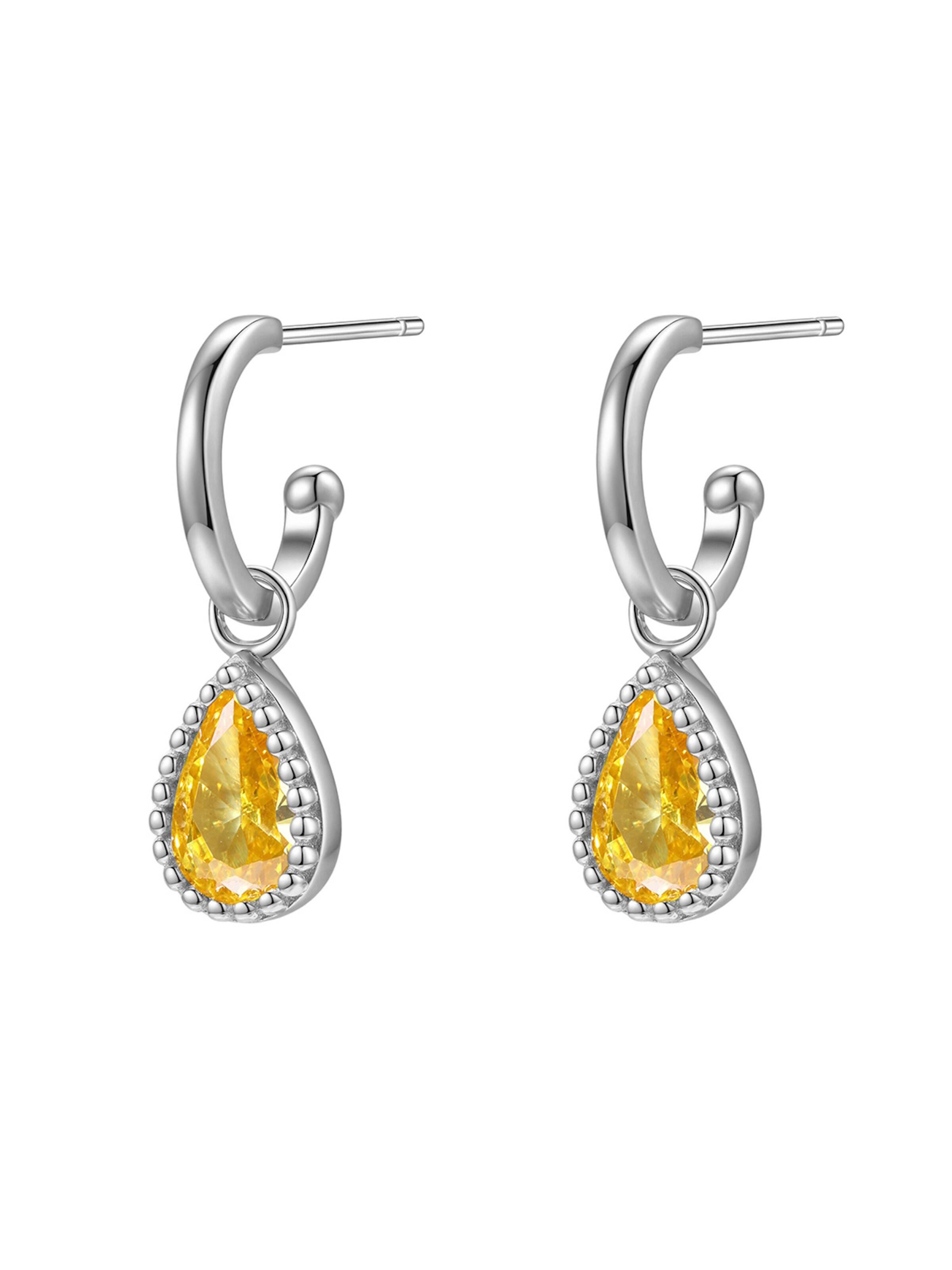 Boucles d'oreilles 'November Birthstone' Hey Happiness en argent : devant