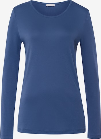 Hanro Pyjamaoberteil ' Loungy Nights ' in Blau: Vorderseite