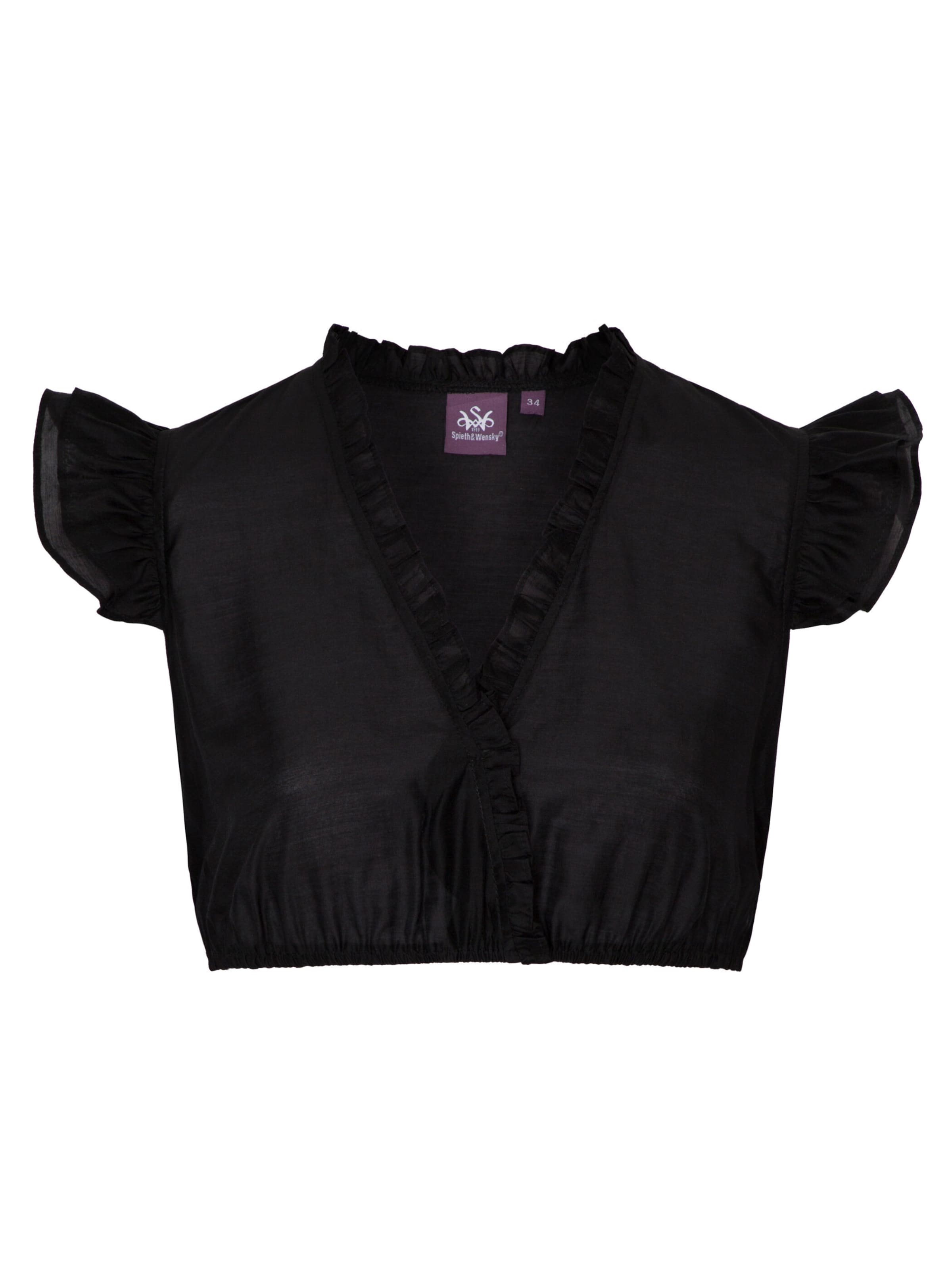 SPIETH & WENSKY Dirndlbluse 'Fran' in Schwarz: Vorderseite