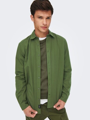 Only & Sons Regular fit Button Up Shirt 'WES' in Green