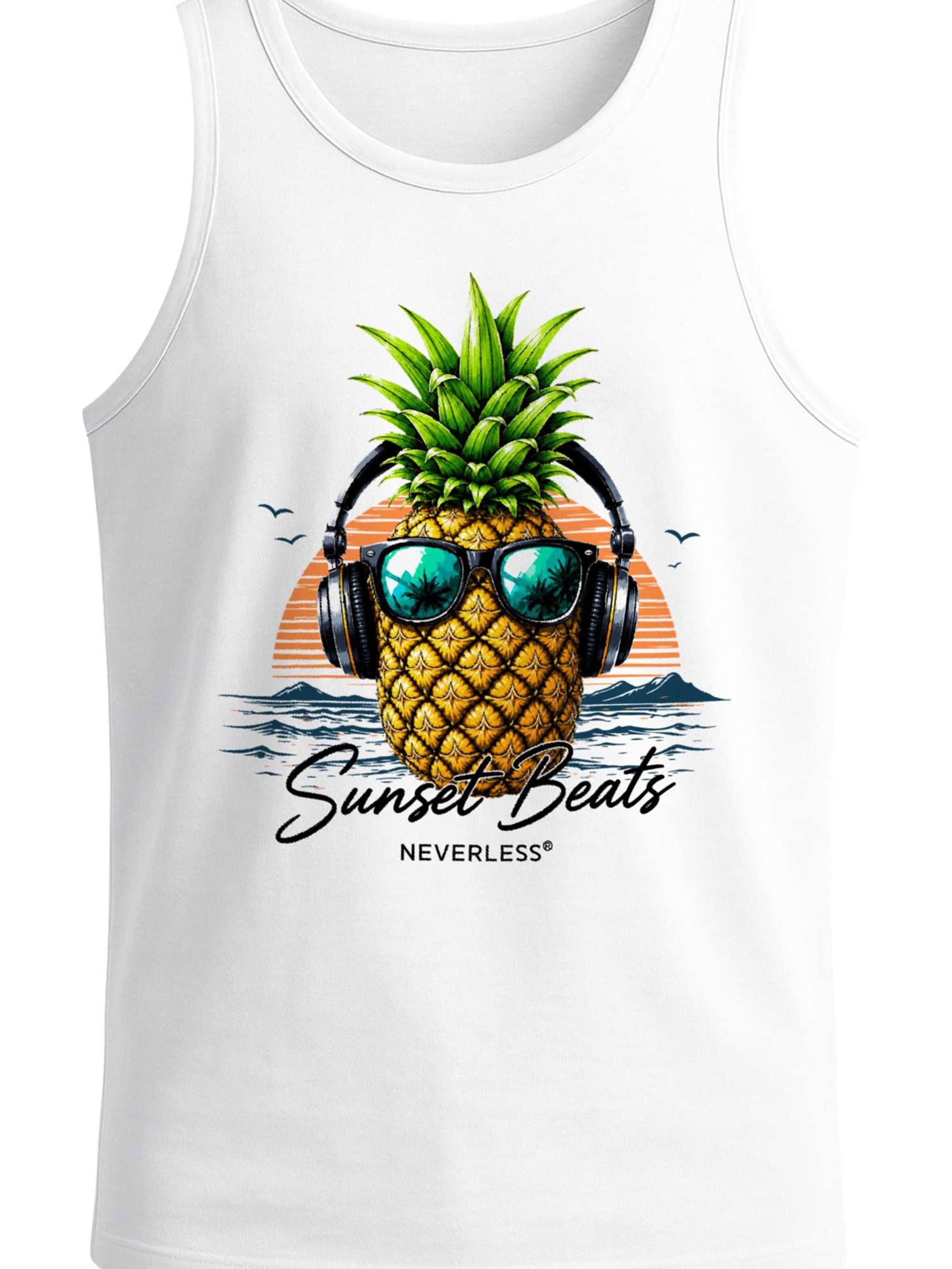 Neverless Shirt 'Sunset Beats'‌ in Weiß: Vorderseite