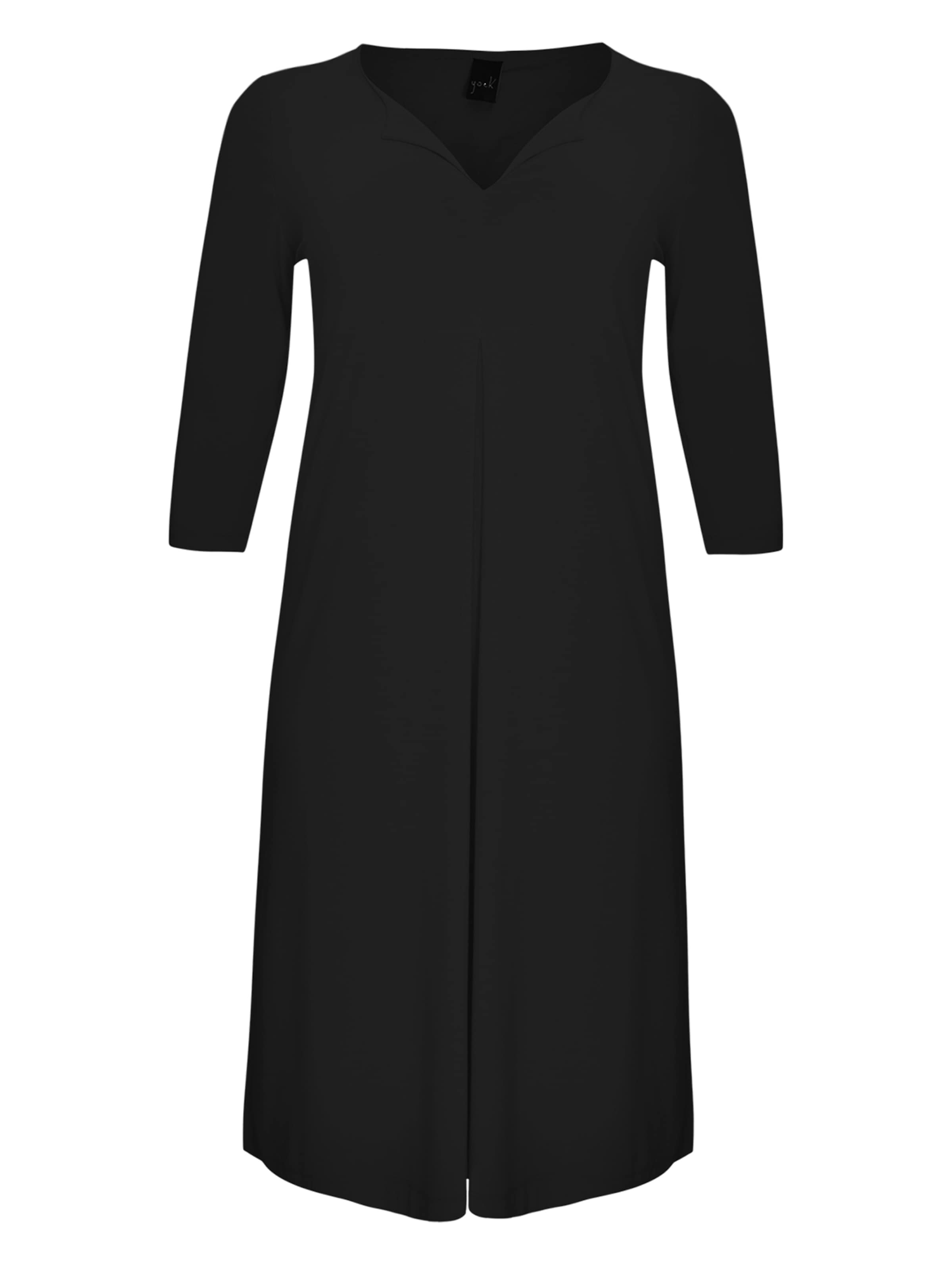 Frauen Große Größen Yoek Kleid ' Dolce ' in Schwarz - XO31896